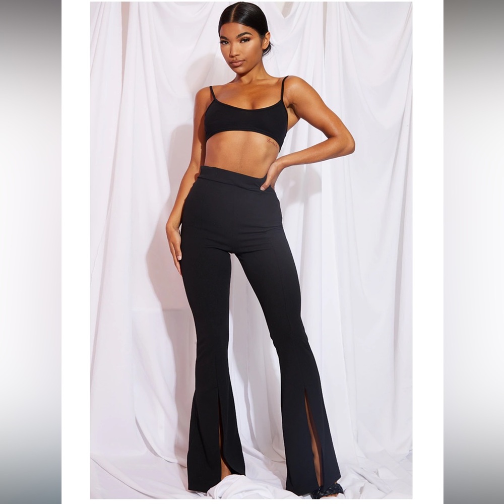 Black Split Hem Flared Pants Never Been Worn - image 3